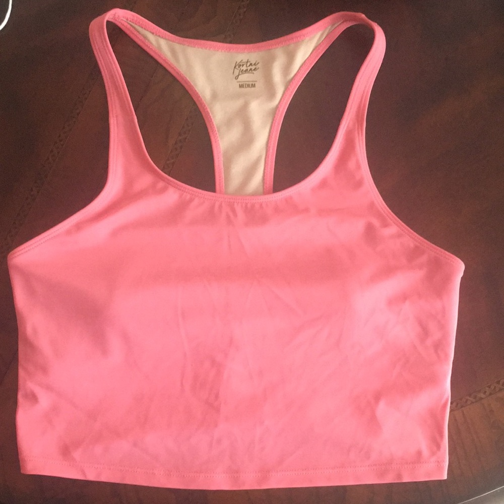 Sold M strawberry pink racer Nwot passing thru